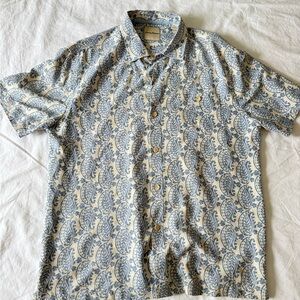 Tommy Bahama Men's Short Sleeve 100% Silk Paisley Button-Up Shirt Size L